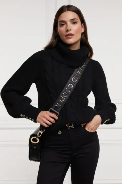 Holland Cooper Knitwear|Après Ski-Corded Roll Neck Knit Black