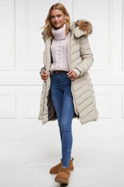 Holland Cooper Knitwear-Corded Roll Neck Knit Ice Pink