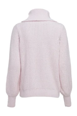Holland Cooper Knitwear-Corded Roll Neck Knit Ice Pink