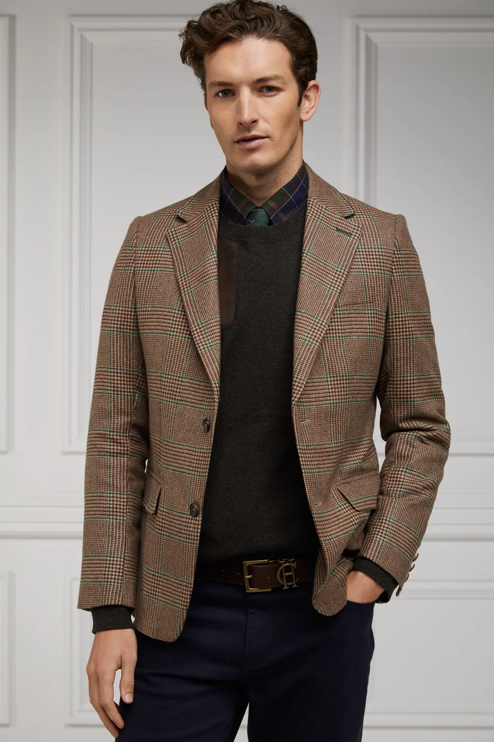 Holland Cooper Gifts For Him|Knitwear-Country Crew Neck Knit Moss