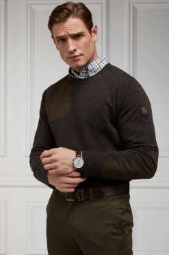 Holland Cooper Knitwear|Shop By Product-Country Crew Neck Knit Chocolate