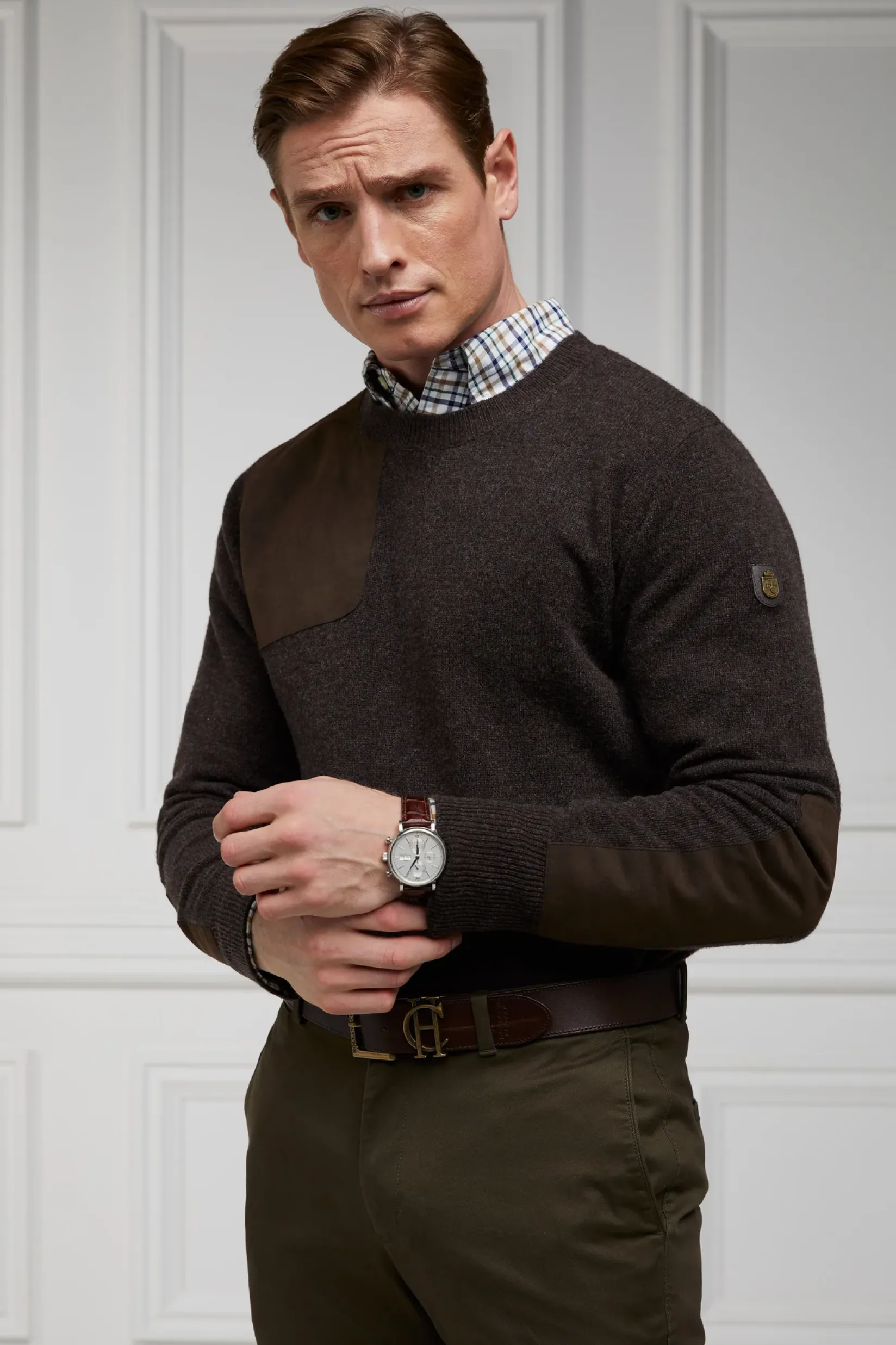 Holland Cooper Knitwear|Shop By Product-Country Crew Neck Knit Chocolate