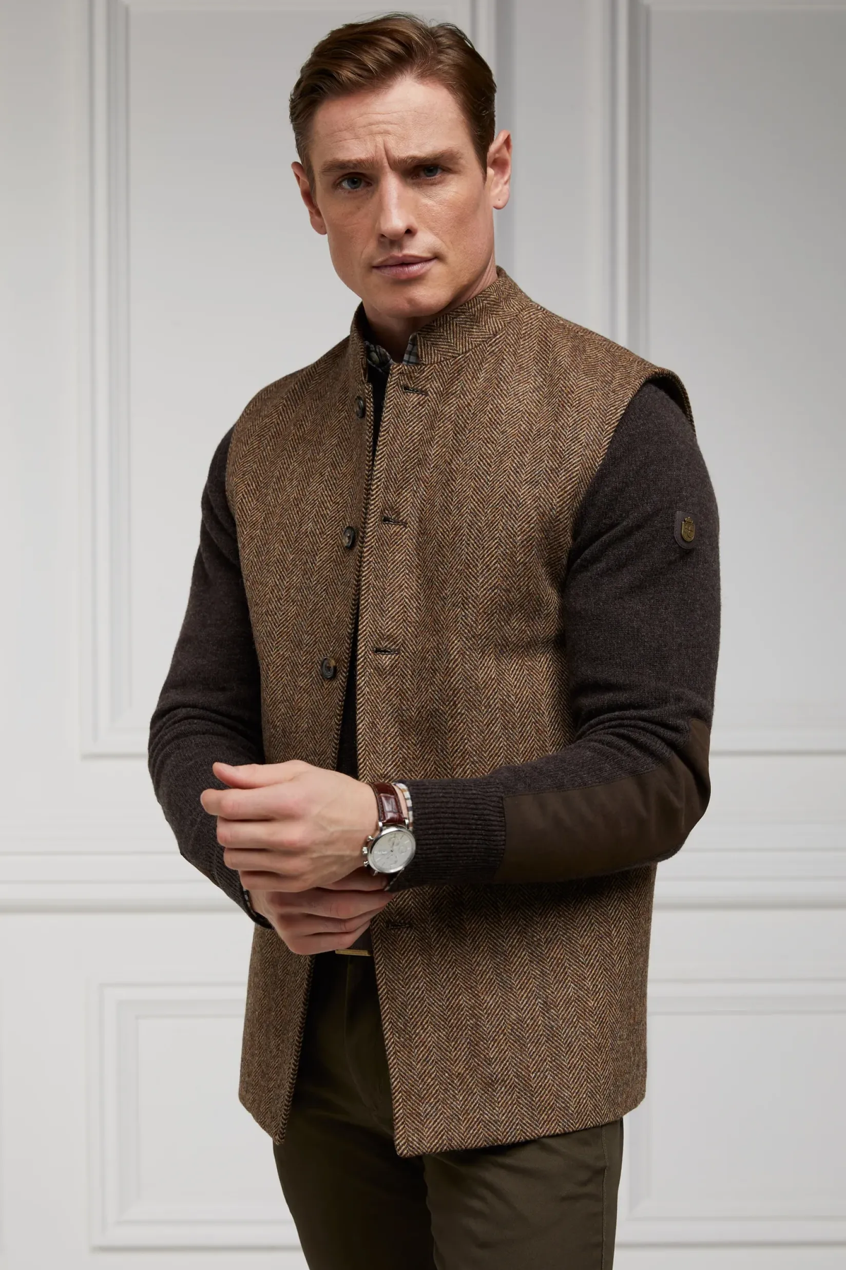 Holland Cooper Knitwear|Shop By Product-Country Crew Neck Knit Chocolate
