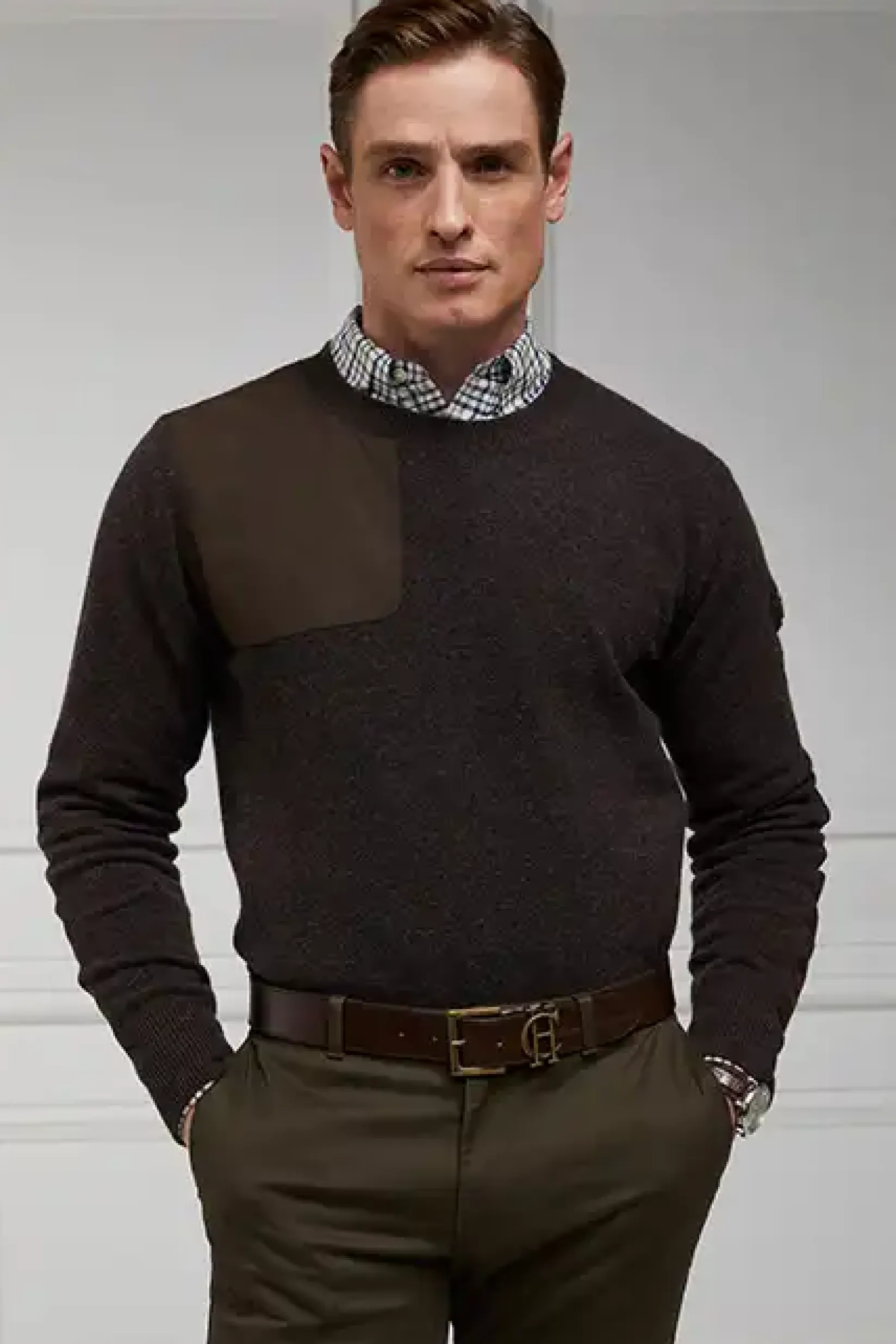 Holland Cooper Knitwear|Shop By Product-Country Crew Neck Knit Chocolate