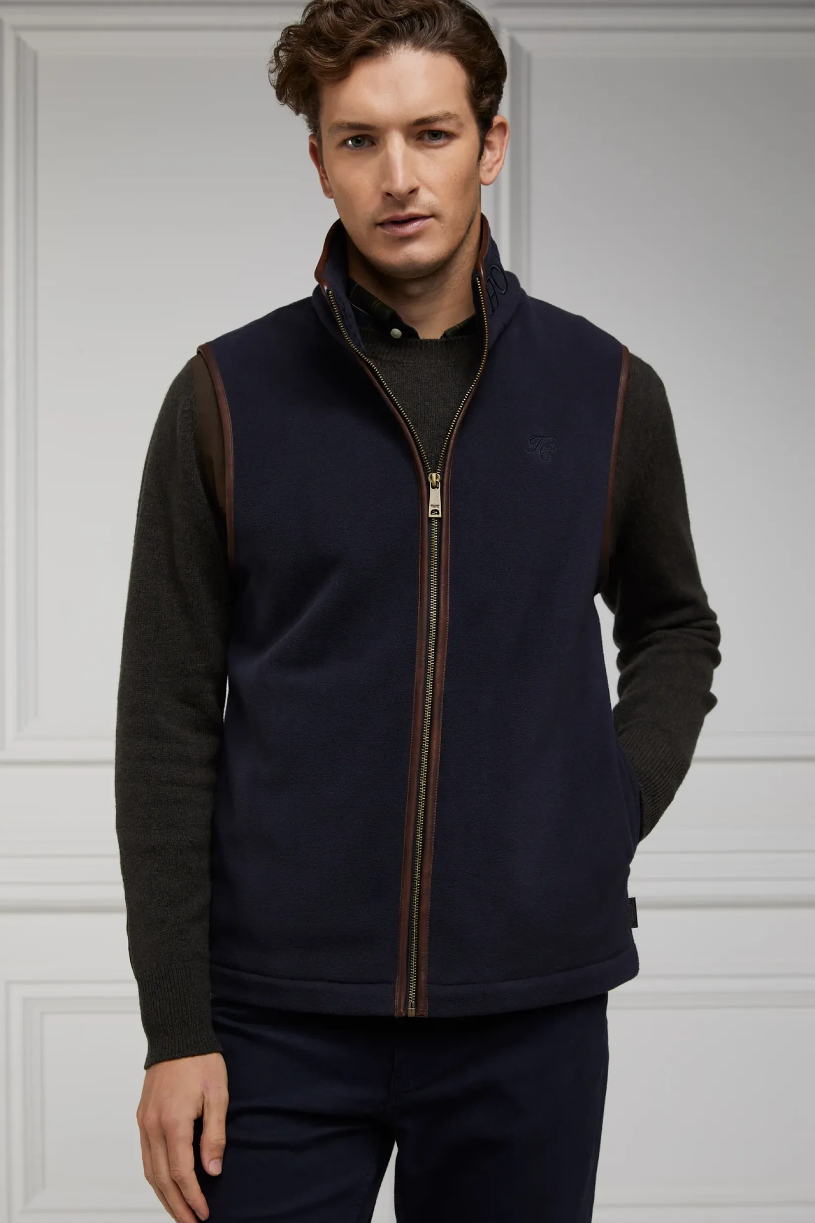 Holland Cooper Gifts For Him|Fleeces-Country Fleece Gilet Ink Navy