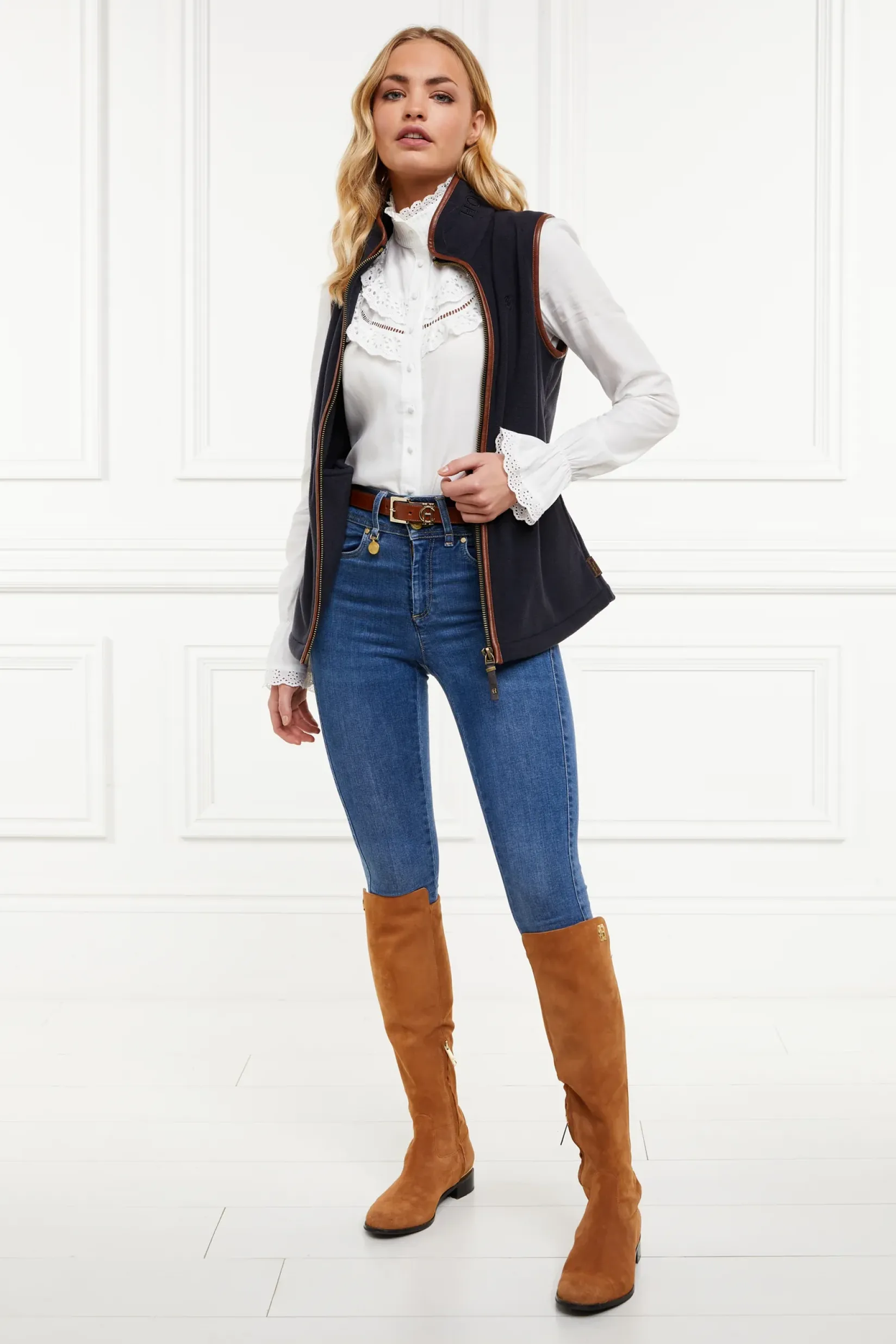 Holland Cooper Gifts For Her|Bestsellers-Country Fleece Gilet Ink Navy