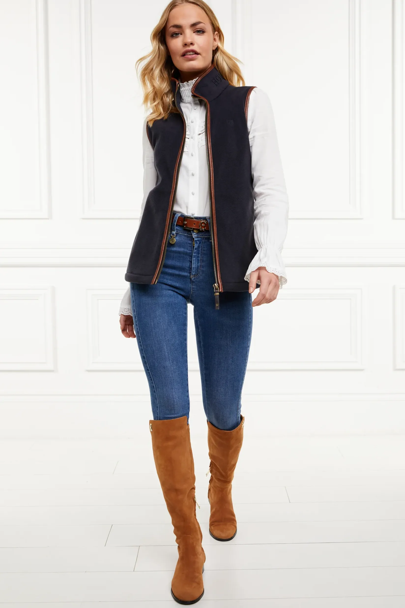 Holland Cooper Gifts For Her|Bestsellers-Country Fleece Gilet Ink Navy