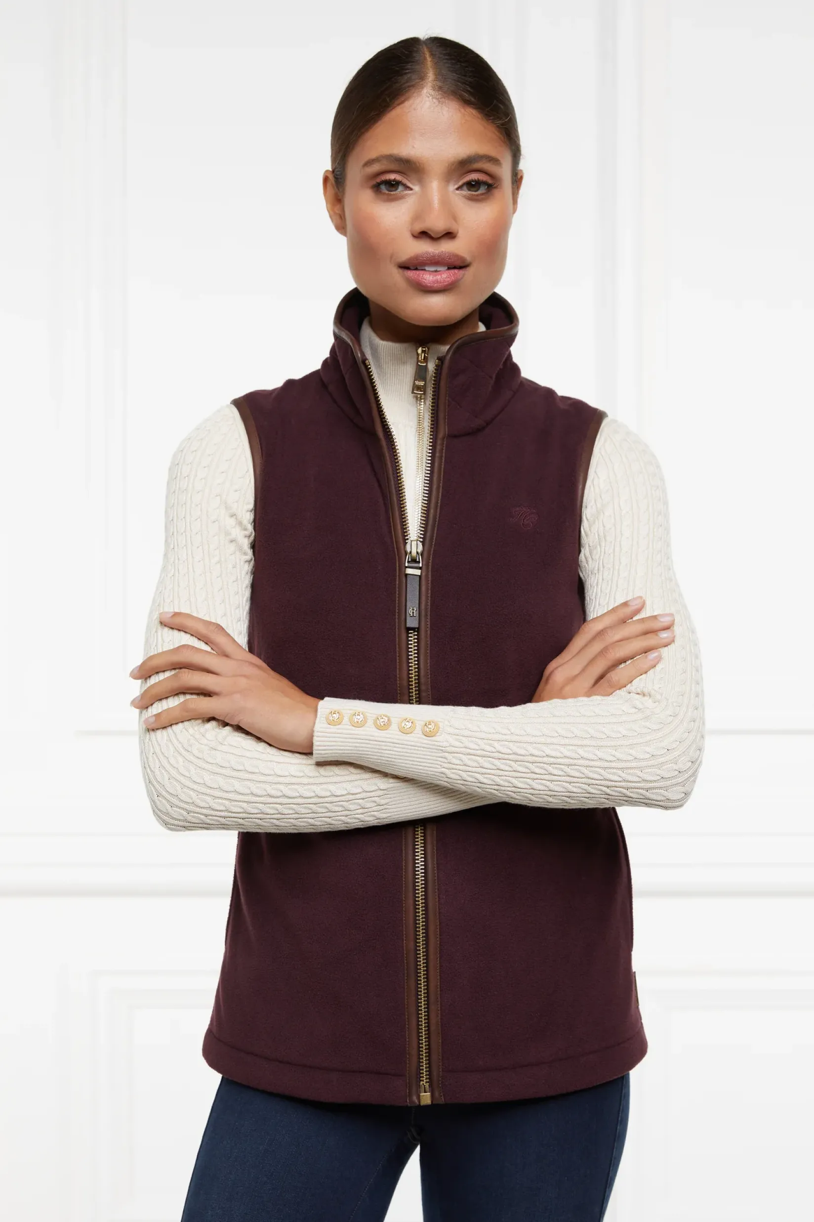 Holland Cooper Gifts For Her|Gilets-Country Fleece Gilet Mulberry