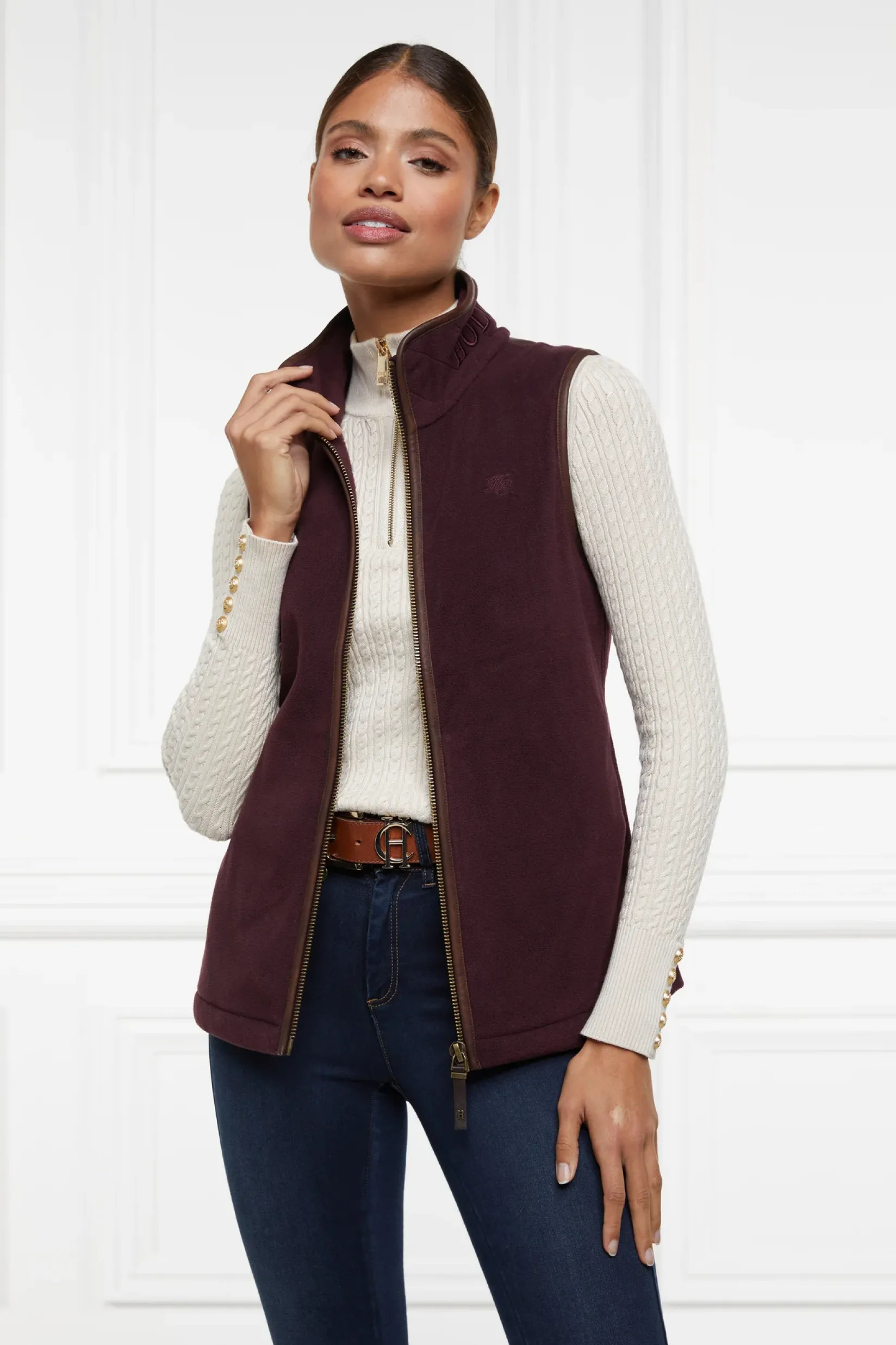Holland Cooper Gifts For Her|Gilets-Country Fleece Gilet Mulberry