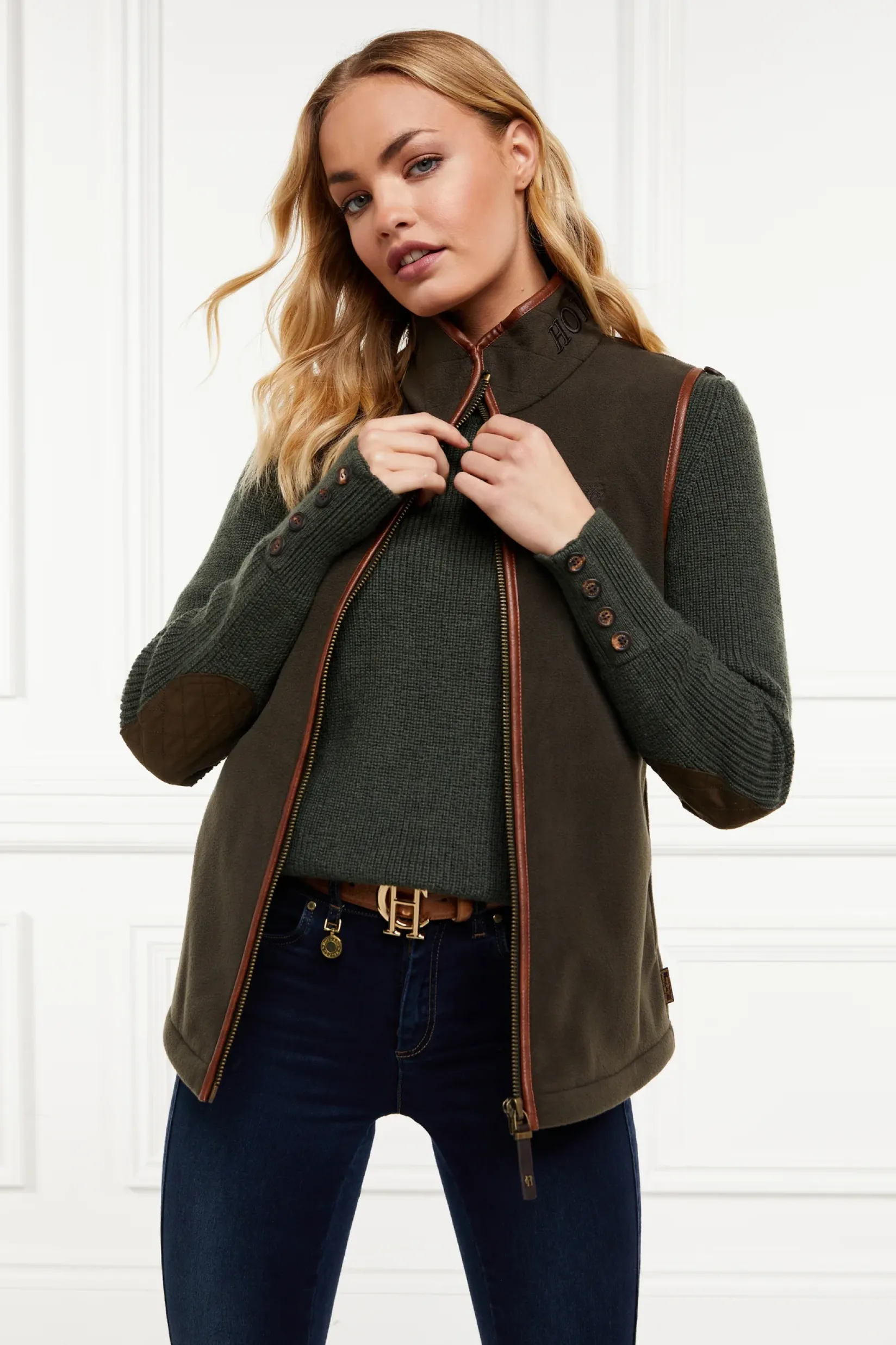 Holland Cooper Gifts For Her|Shop By Product-Country Fleece Gilet Khaki