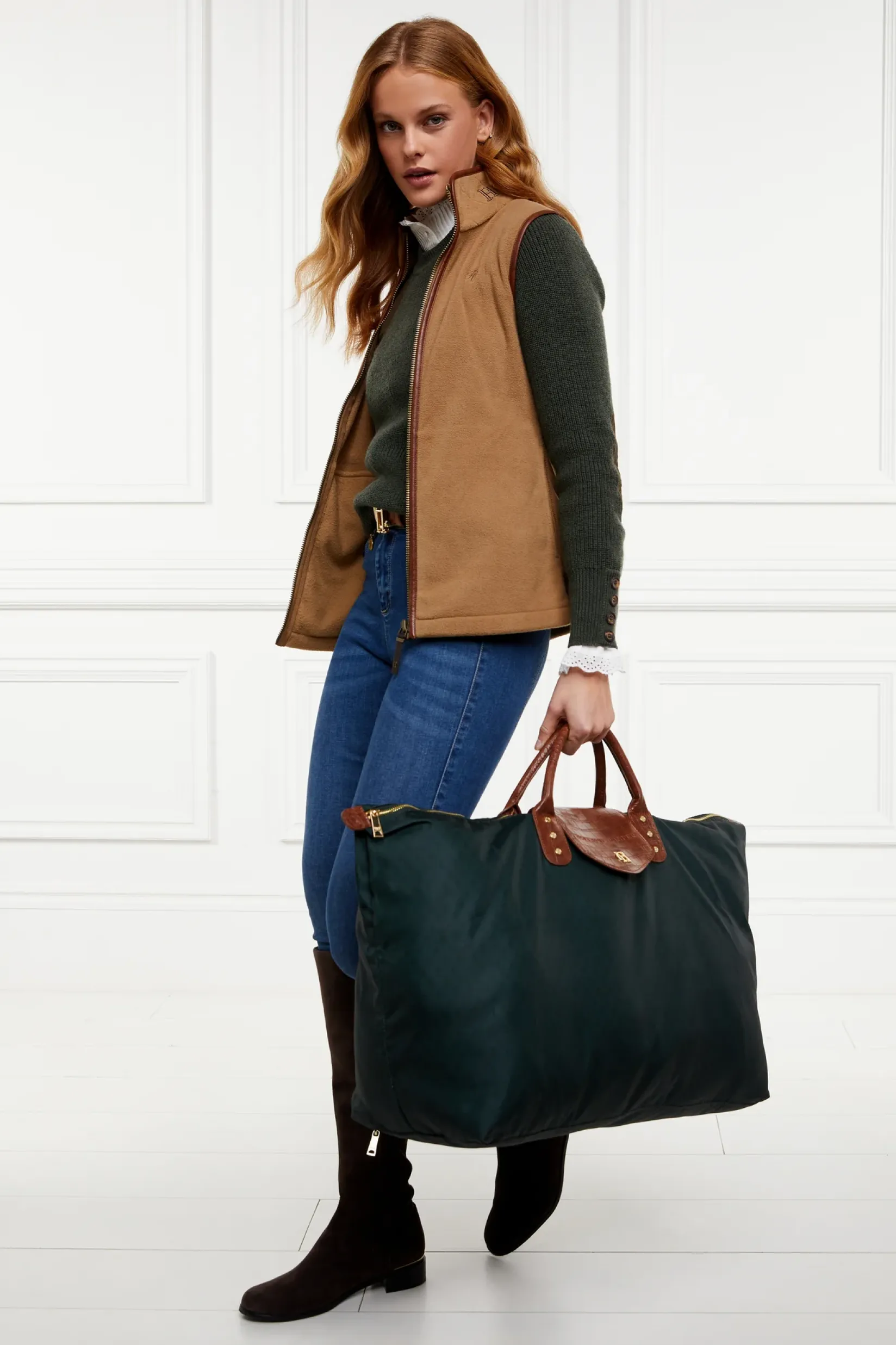 Holland Cooper Shop By Product|Fleeces-Country Fleece Gilet Coffee