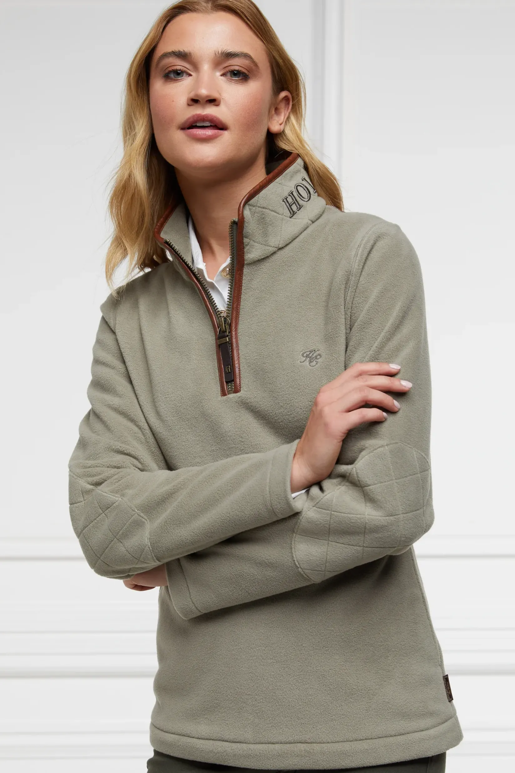 Holland Cooper Gifts For Her|Bestsellers-Country Fleece Half Zip Sage