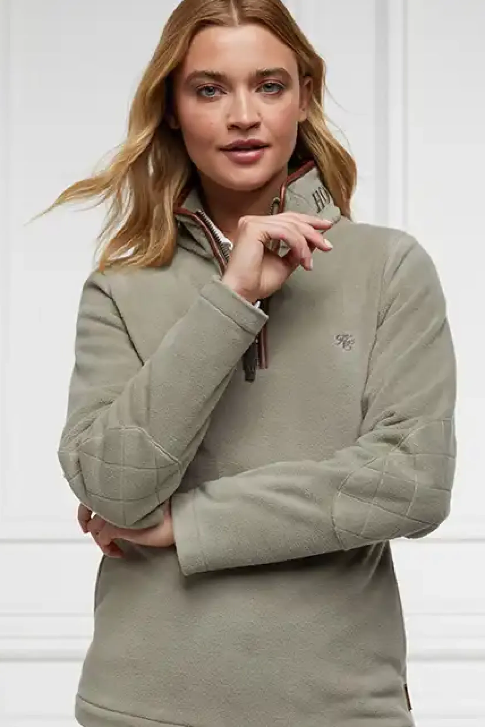 Holland Cooper Gifts For Her|Bestsellers-Country Fleece Half Zip Sage