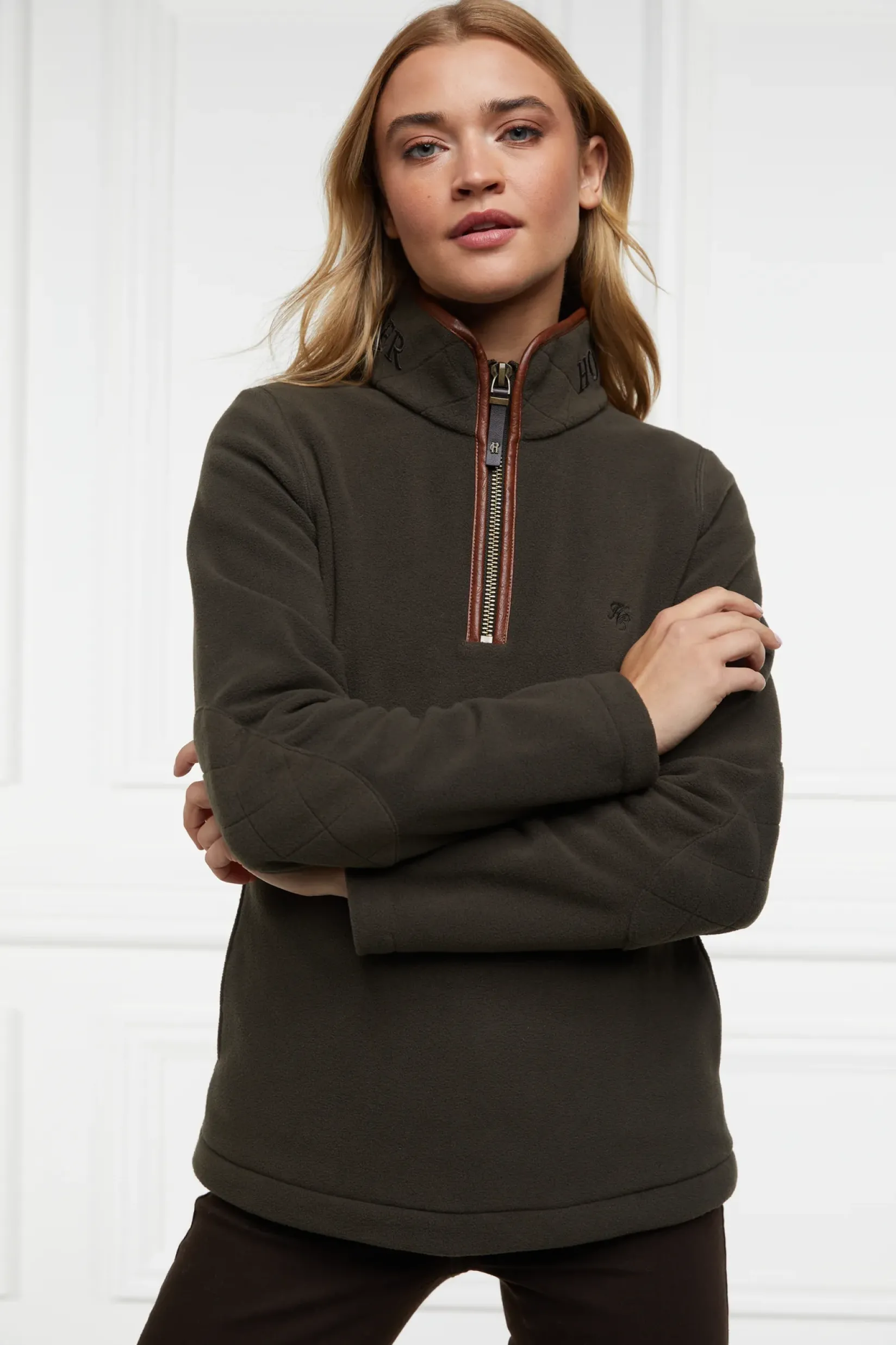 Holland Cooper Fleeces|Shop By Product-Country Fleece Half Zip Khaki
