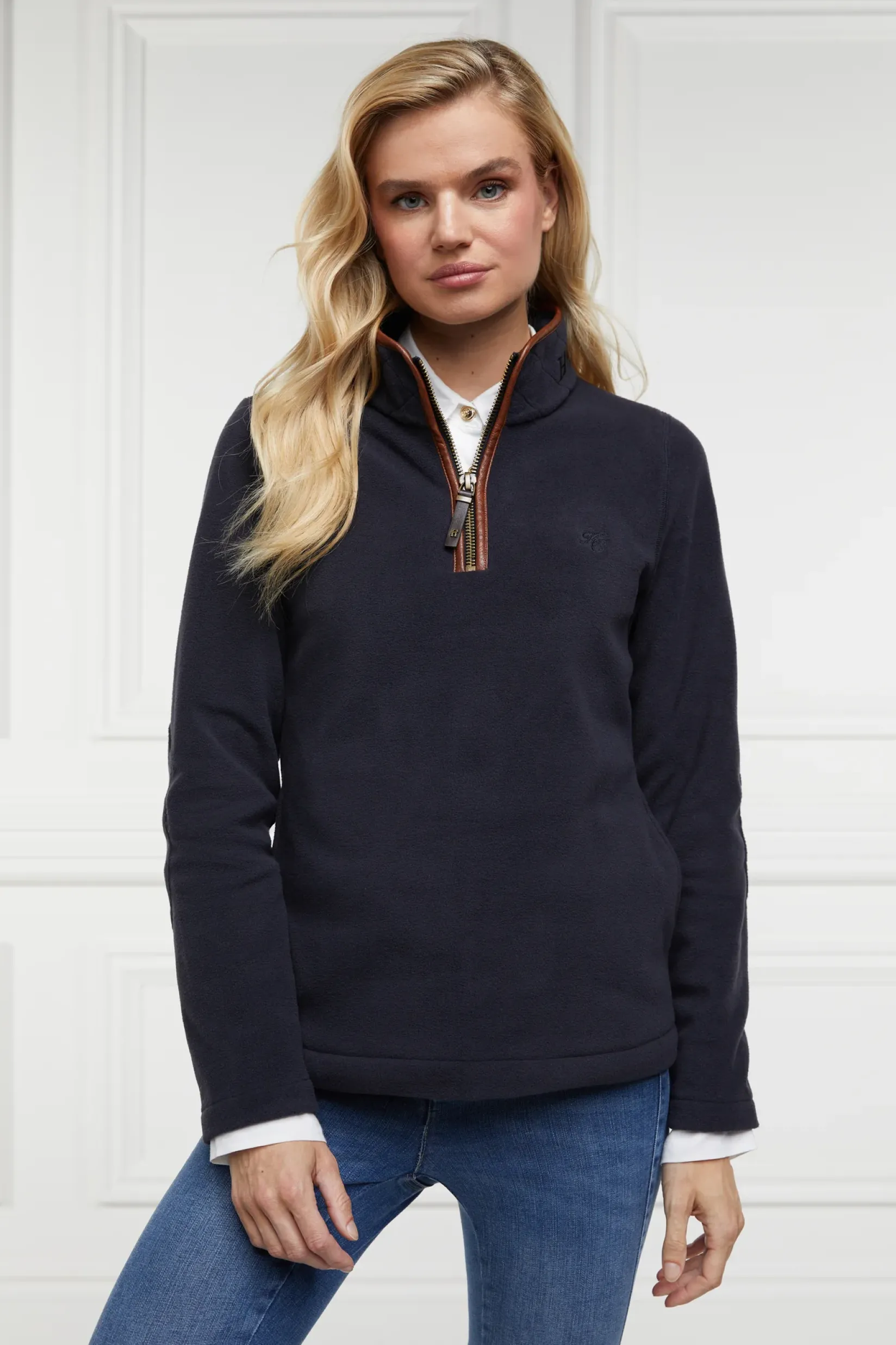 Holland Cooper Bestsellers|Fleeces-Country Fleece Half Zip Ink Navy