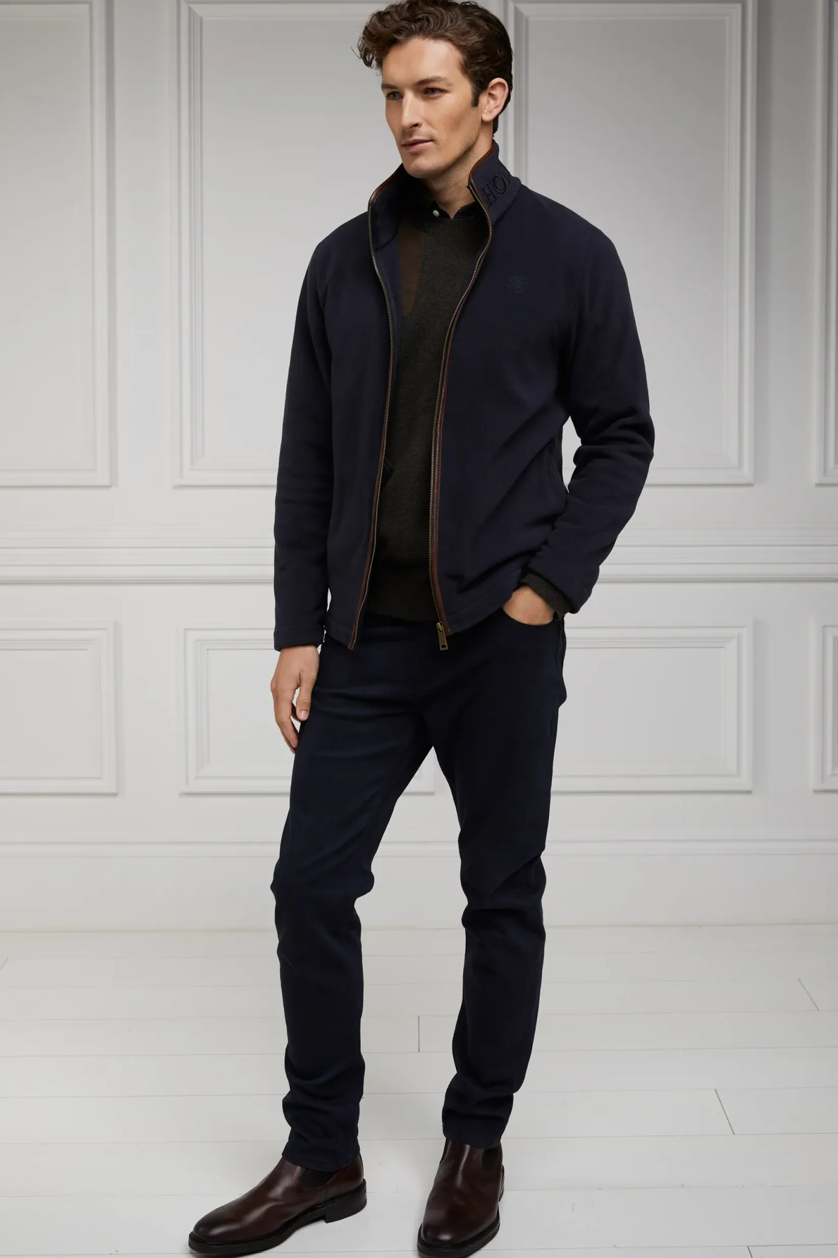 Holland Cooper Shop By Product|Wardrobe Staples-Country Fleece Jacket Ink Navy