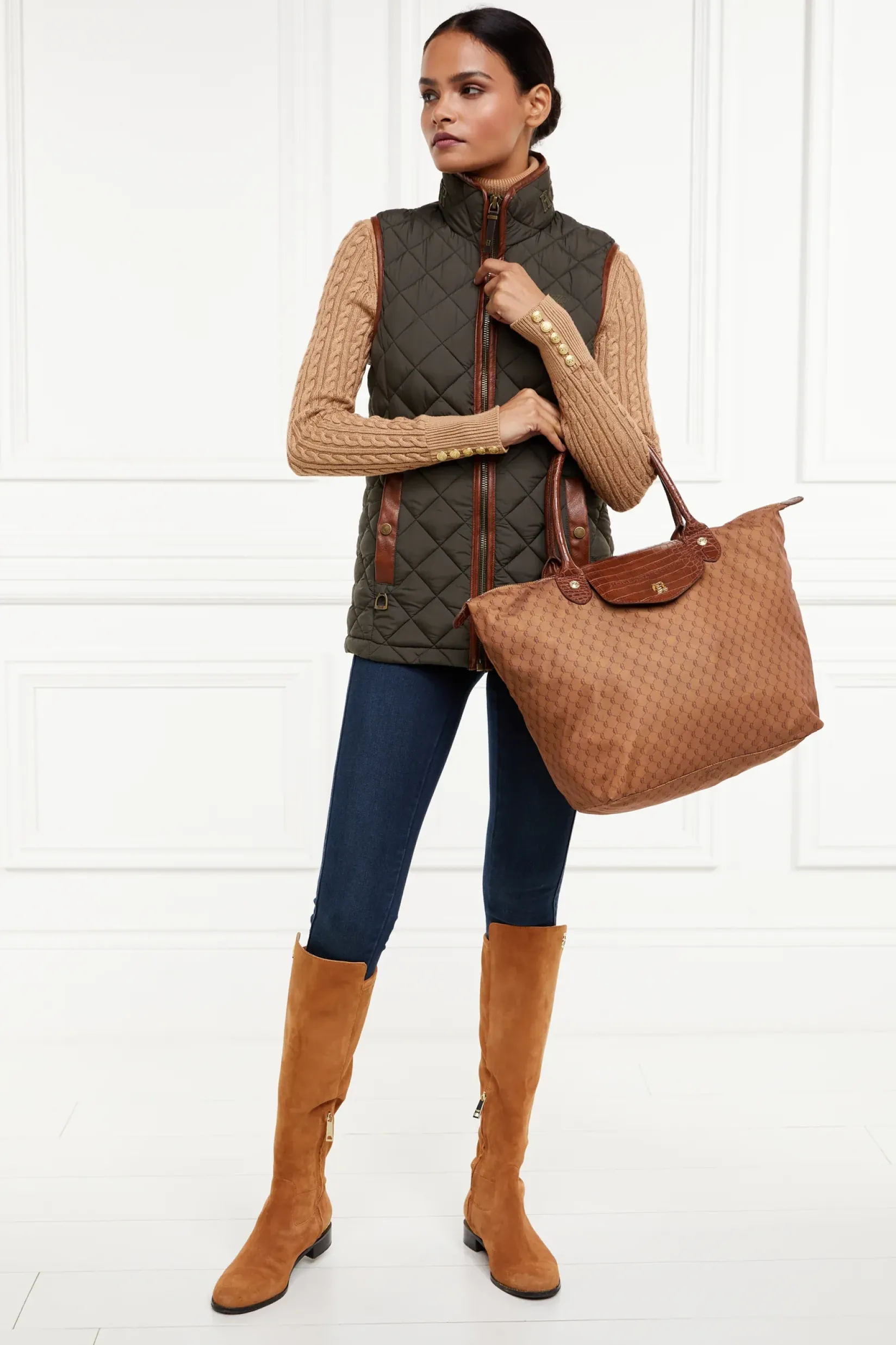 Holland Cooper Gilets|Country Collection-Country Quilted Gilet Heritage Khaki