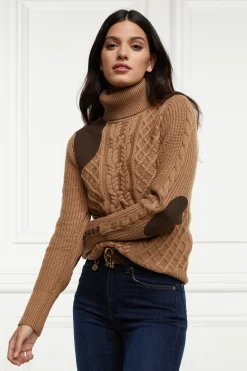 Holland Cooper Knitwear-Country Roll Neck Knit Caramel