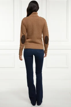 Holland Cooper Knitwear-Country Roll Neck Knit Caramel