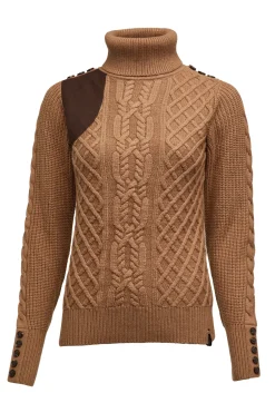 Holland Cooper Knitwear-Country Roll Neck Knit Caramel