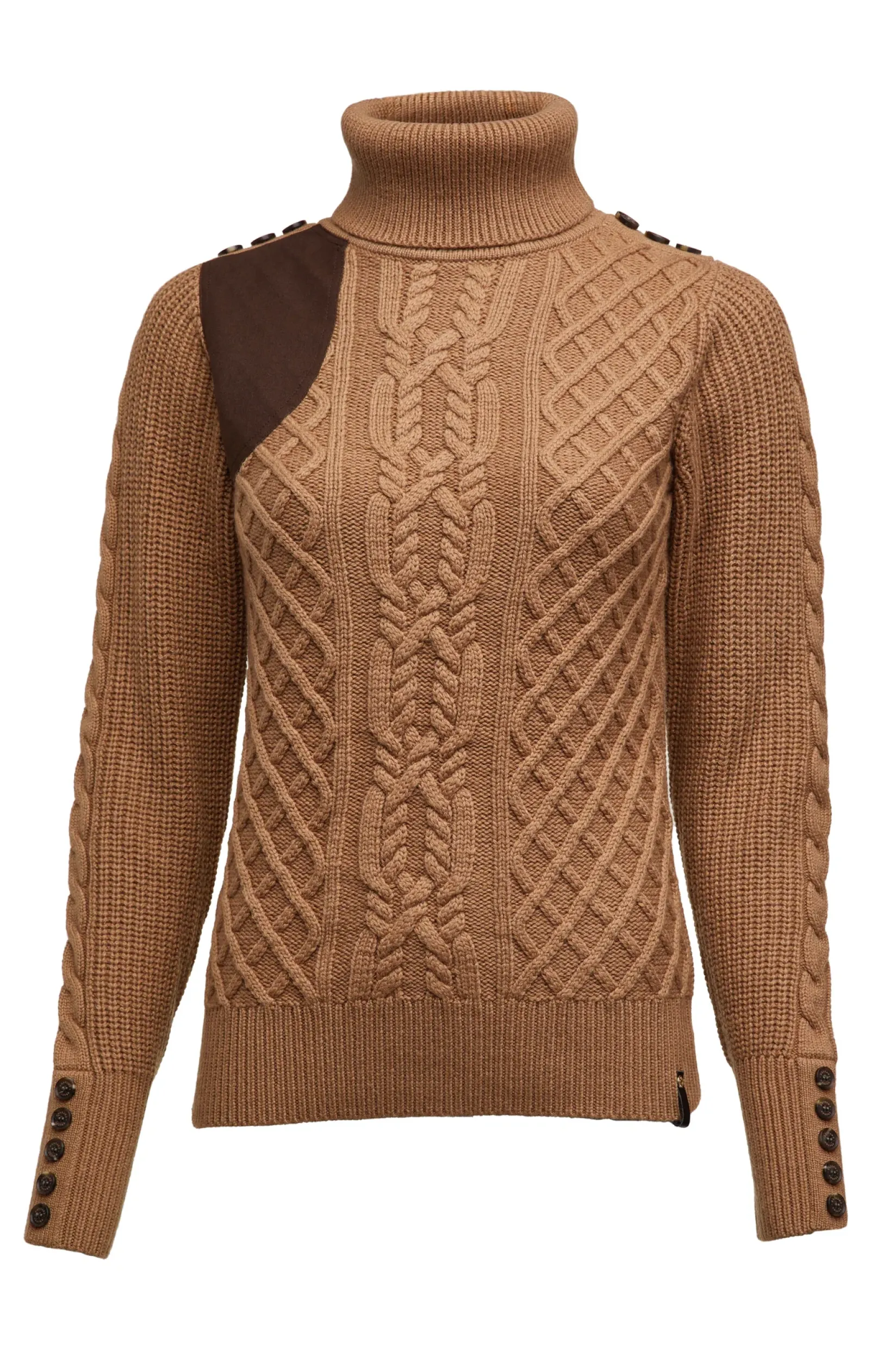 Holland Cooper Knitwear-Country Roll Neck Knit Caramel