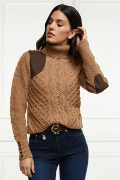 Holland Cooper Knitwear-Country Roll Neck Knit Caramel
