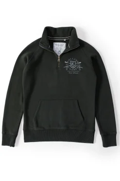Holland Cooper Sweatshirts|Casualwear-Crest Zip Henley Racing Green
