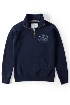 Holland Cooper Sweatshirts|Casualwear-Crest Zip Henley Ink Navy