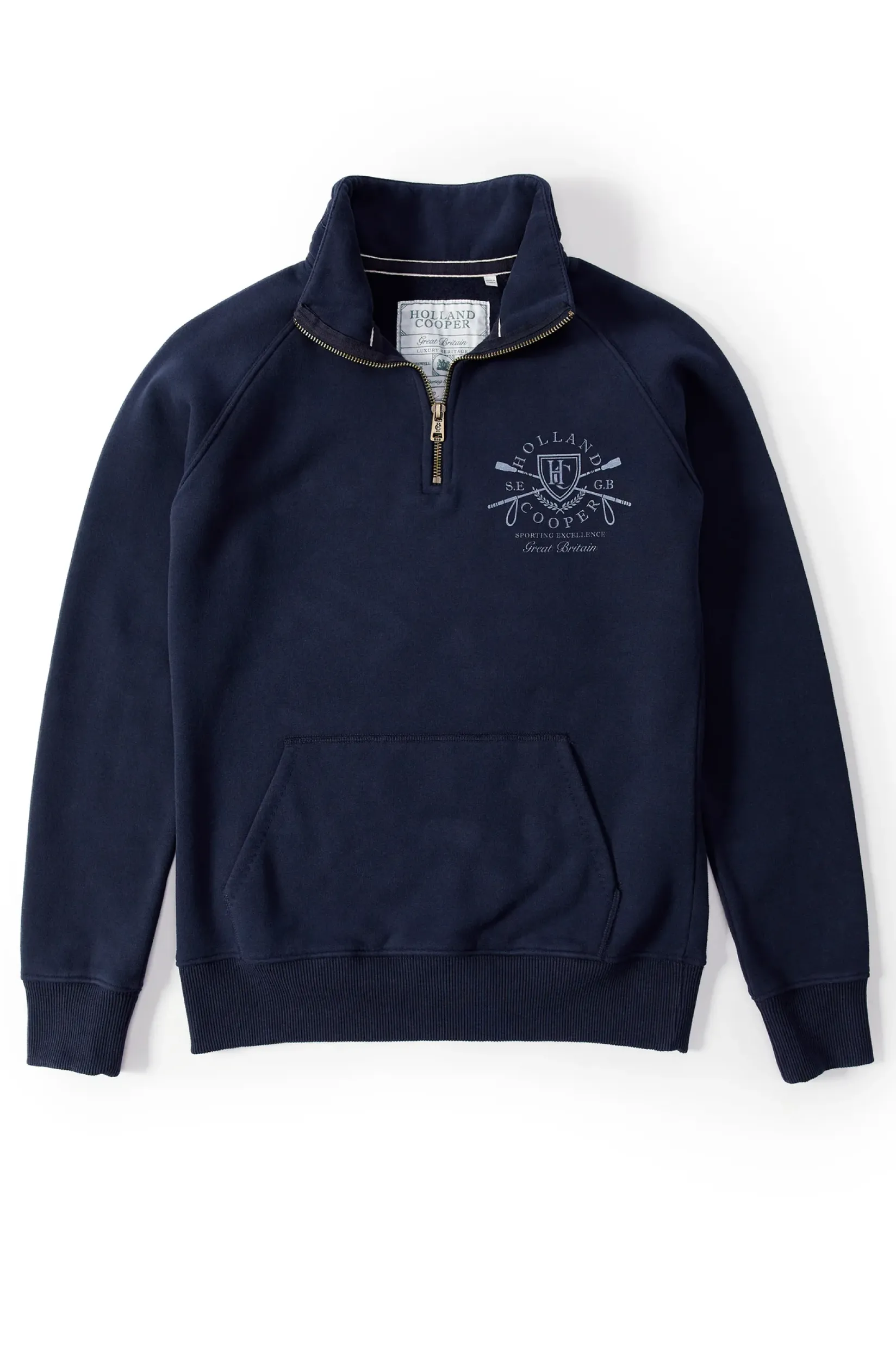 Holland Cooper Sweatshirts|Casualwear-Crest Zip Henley Ink Navy
