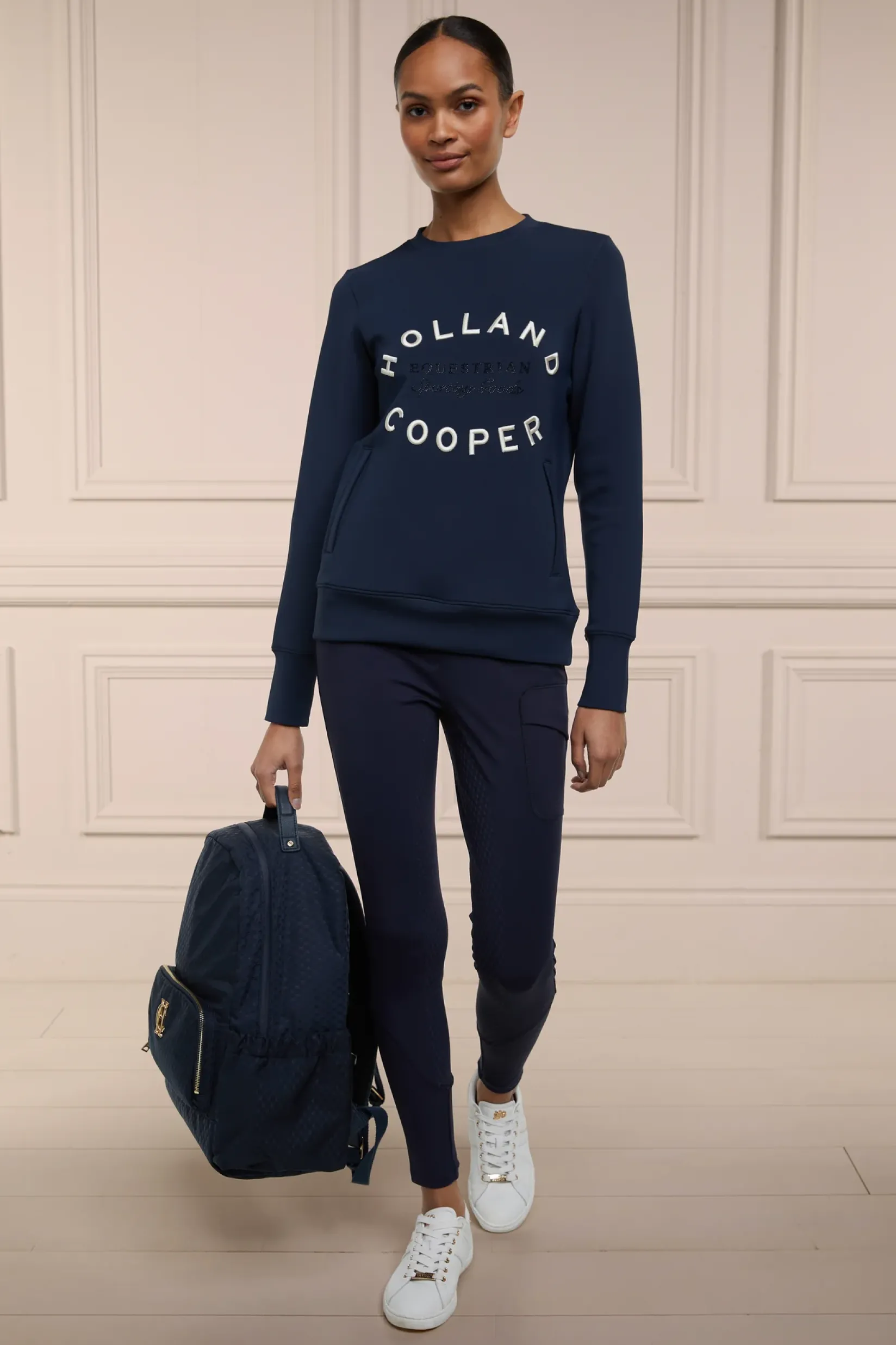 Holland Cooper Shop By Product|Equestrian Gifting-Crystal Crew Neck Sweat Ink Navy