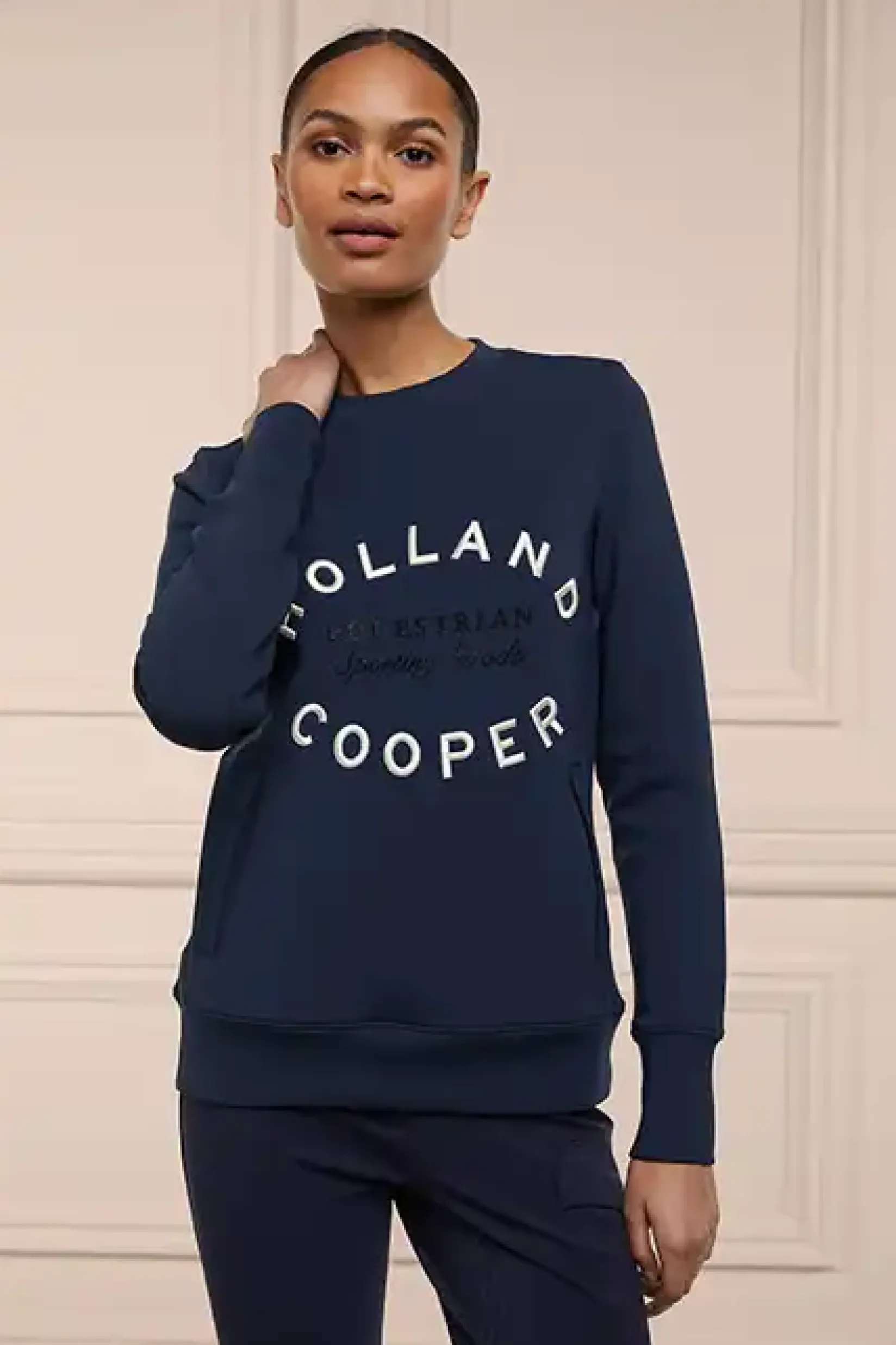 Holland Cooper Shop By Product|Equestrian Gifting-Crystal Crew Neck Sweat Ink Navy