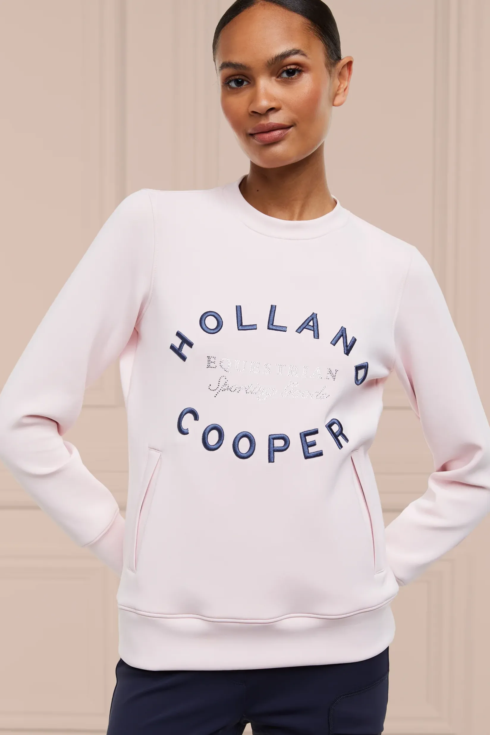 Holland Cooper Shop By Product|Equestrian Casualwear-Crystal Crew Neck Sweat Blush