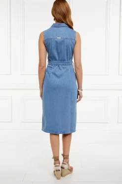 Holland Cooper Dresses-Denim Sleeveless Shirt Dress