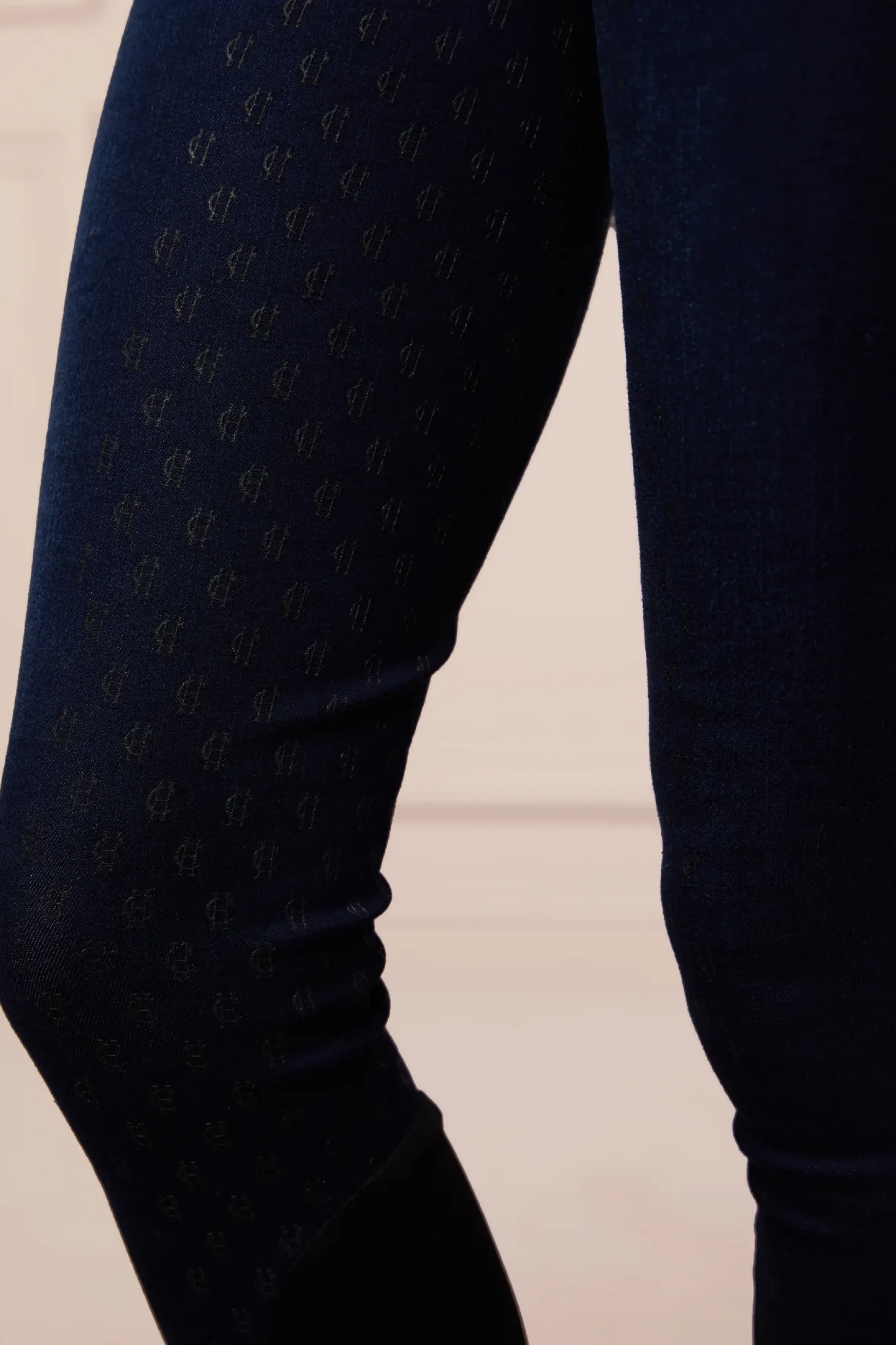 Holland Cooper Shop By Product|At The Stables-Denim Thermal Full Grip Breeches Deep Indigo