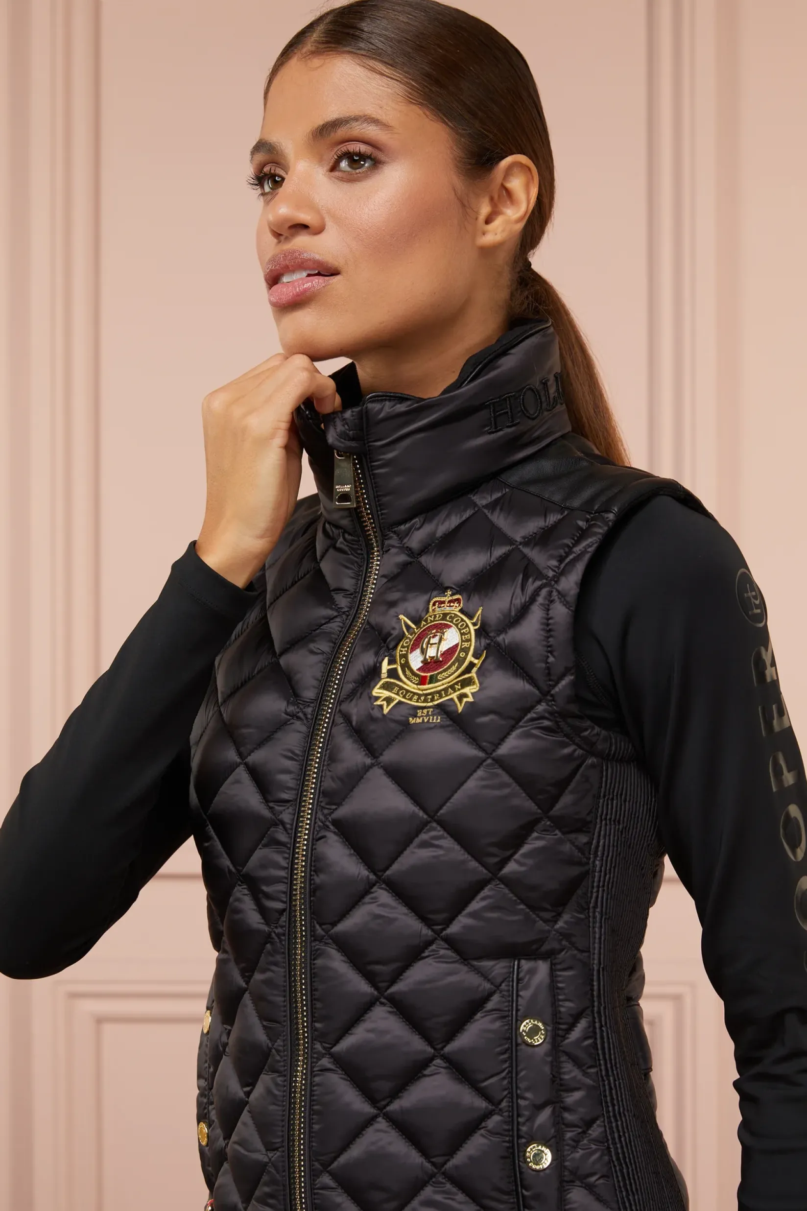 Holland Cooper Gilets|Bestsellers-Diamond Quilt Classic Gilet Black
