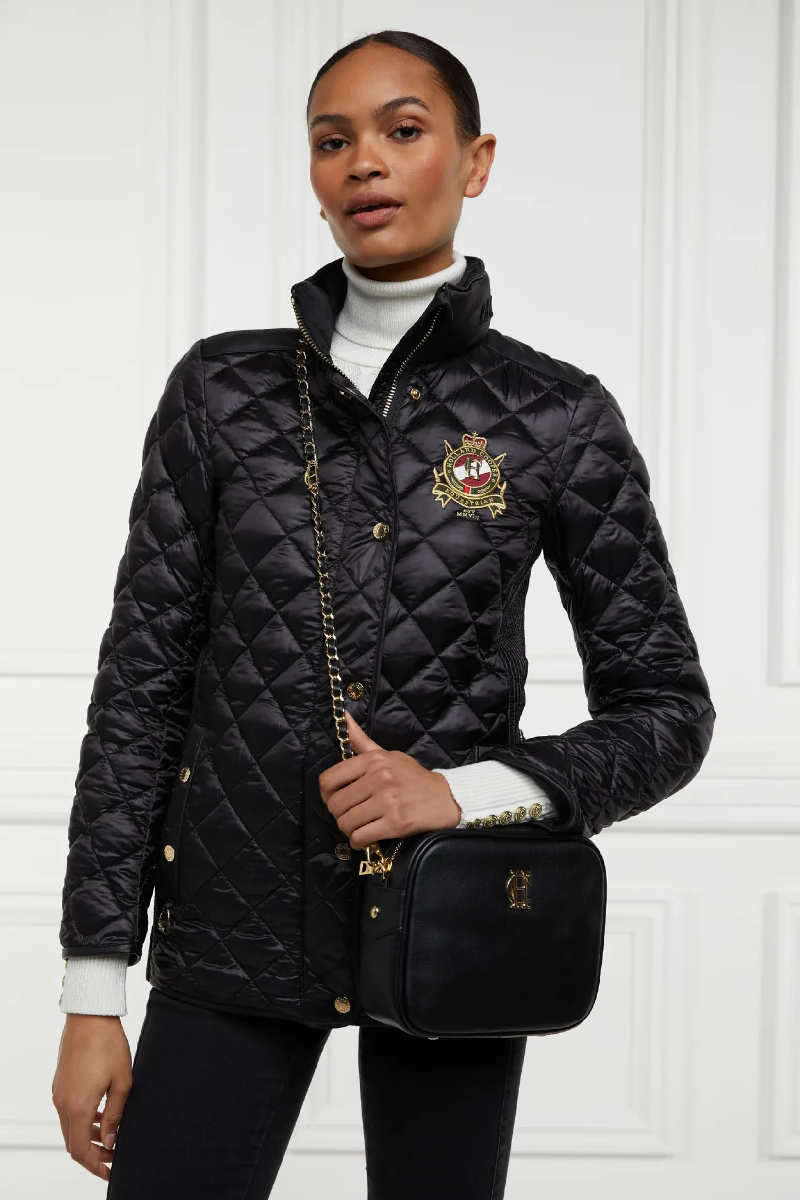 Holland Cooper Jackets-Diamond Quilt Classic Jacket Black