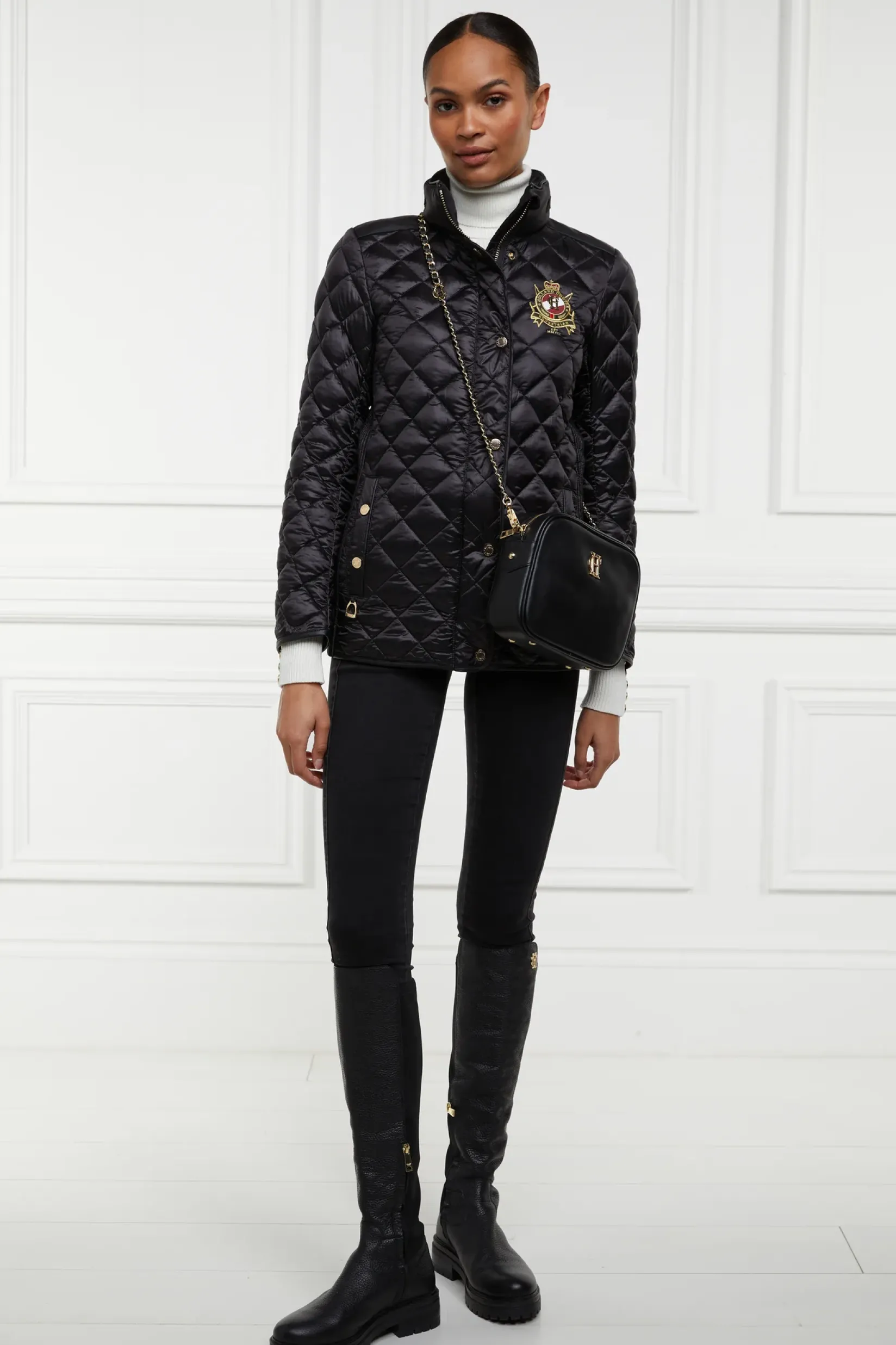 Holland Cooper Jackets-Diamond Quilt Classic Jacket Black