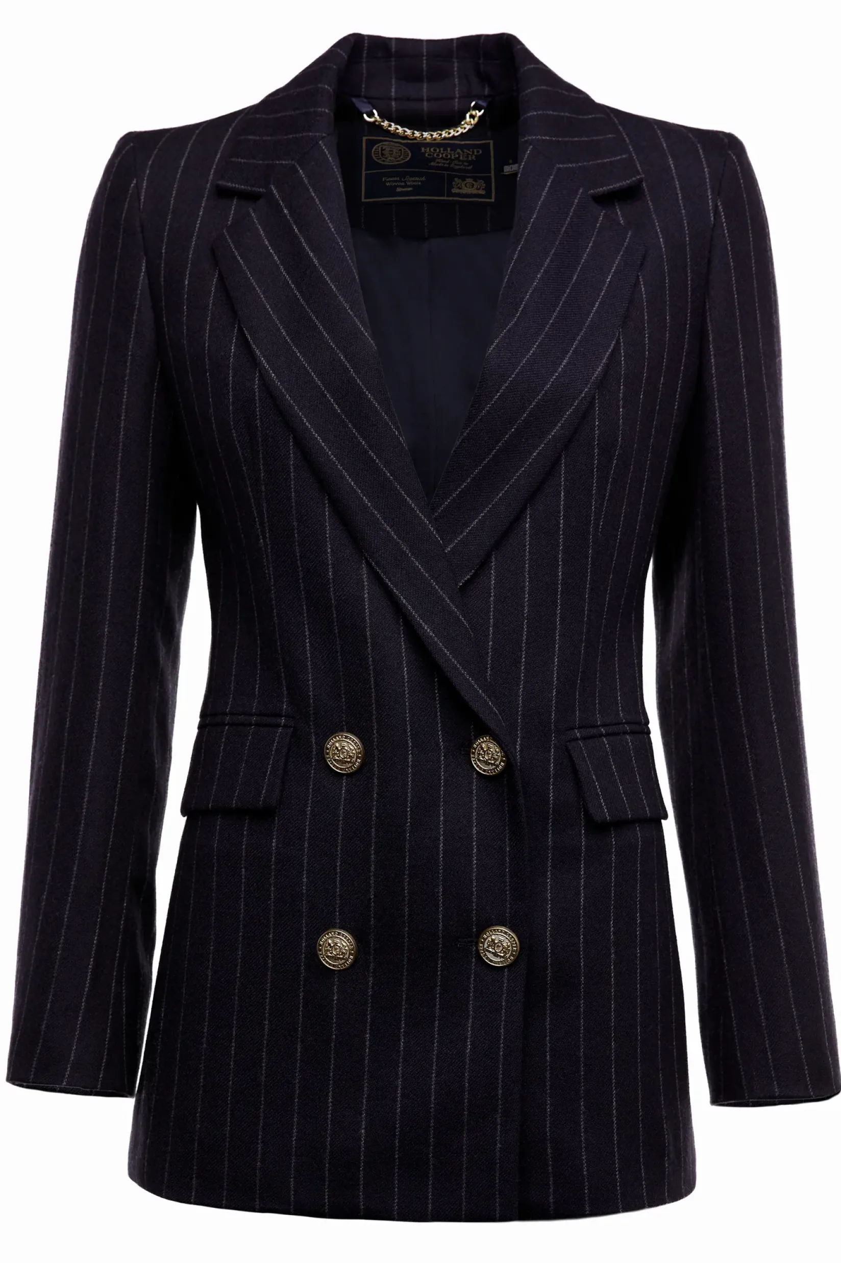 Holland Cooper Gifts For Her|Blazers-Double Breasted Blazer Navy Chalk Pin Stripe