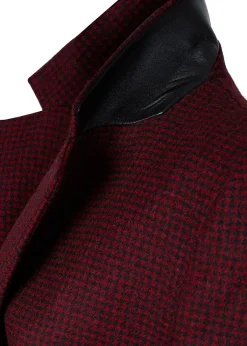 Holland Cooper Jackets|Blazers-Double Breasted Blazer Deep Red Houndstooth