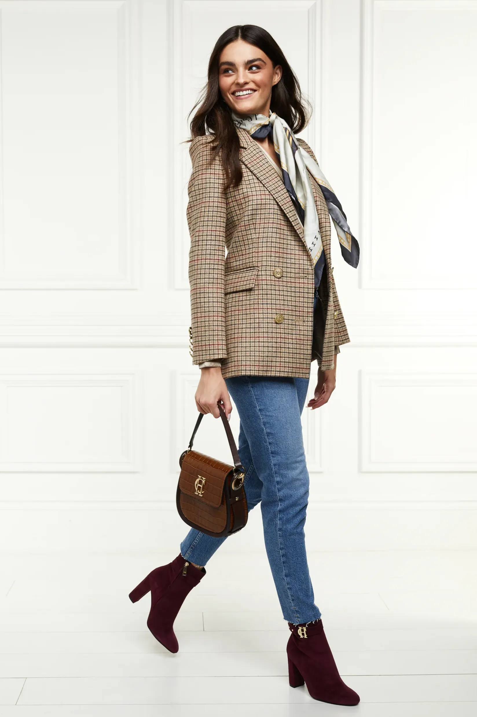 Holland Cooper Blazers|In Stock Tailoring-Double Breasted Blazer Charlton Tweed