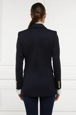 Holland Cooper Blazers|Jackets-Double Breasted Blazer Navy Twill