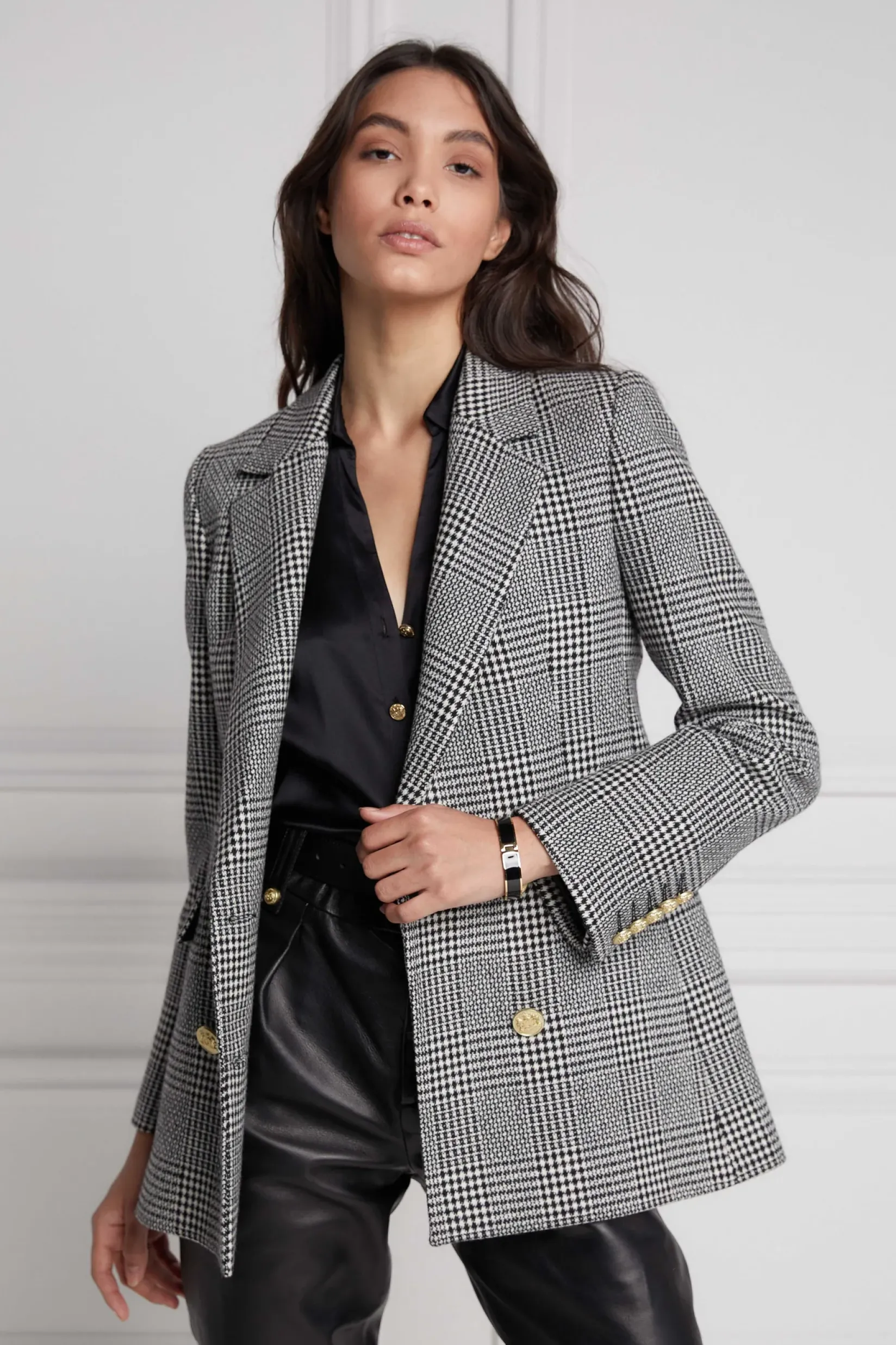 Holland Cooper Blazers|Jackets-Double Breasted Blazer Prince of Wales Mono