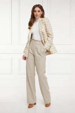 Holland Cooper Blazers|Jackets-Double Breasted Blazer Camel Houndstooth