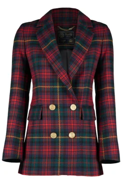 Holland Cooper Blazers|Jackets-Double Breasted Blazer Logan Tartan