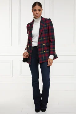Holland Cooper Blazers|Jackets-Double Breasted Blazer Logan Tartan