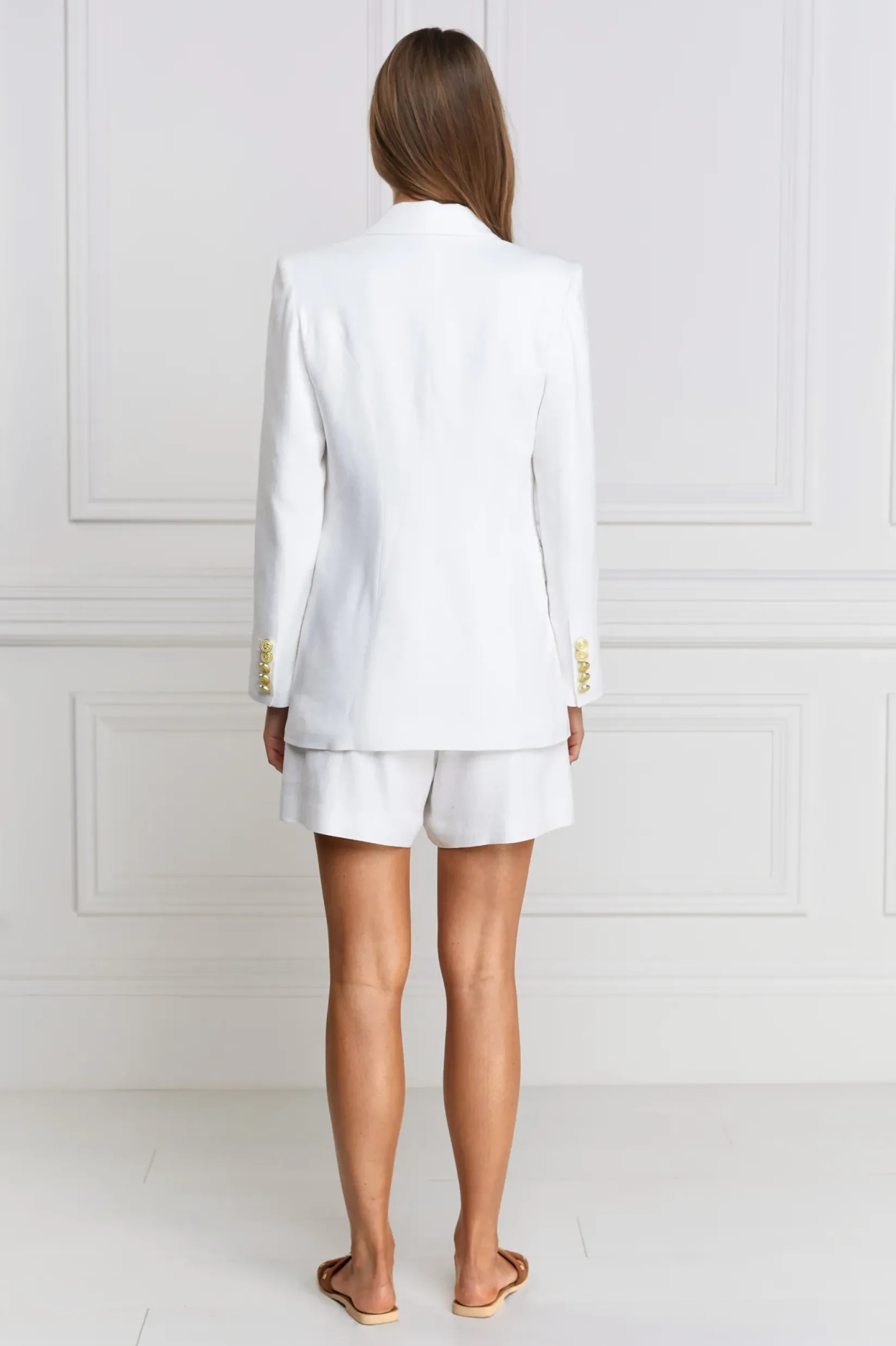 Holland Cooper Blazers|Jackets-Double Breasted Blazer Oyster Linen