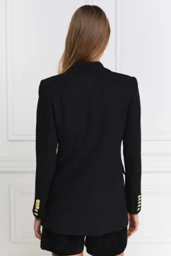 Holland Cooper Blazers|Jackets-Double Breasted Blazer Black Linen