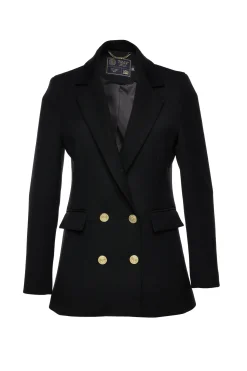Holland Cooper Blazers|Jackets-Double Breasted Blazer Black Linen