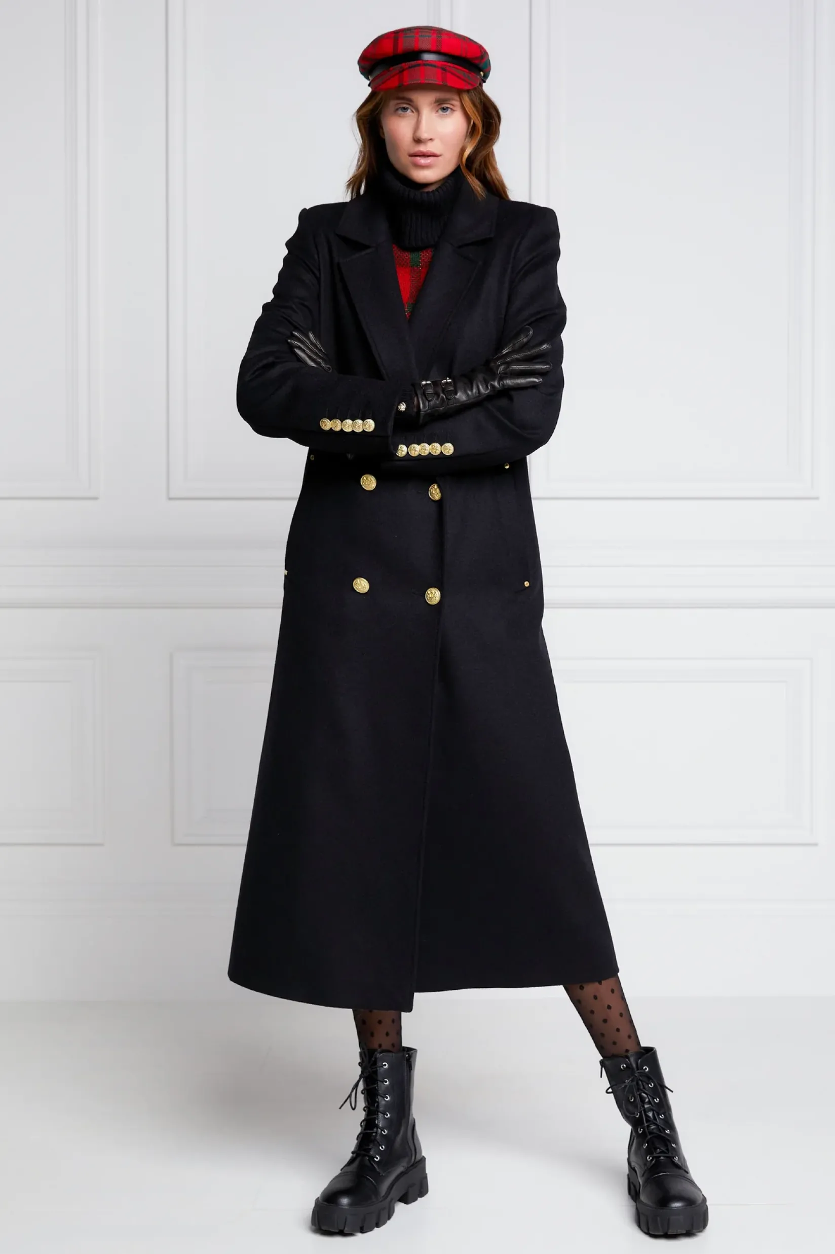 Holland Cooper Coats-Double Breasted Coat Soft Black