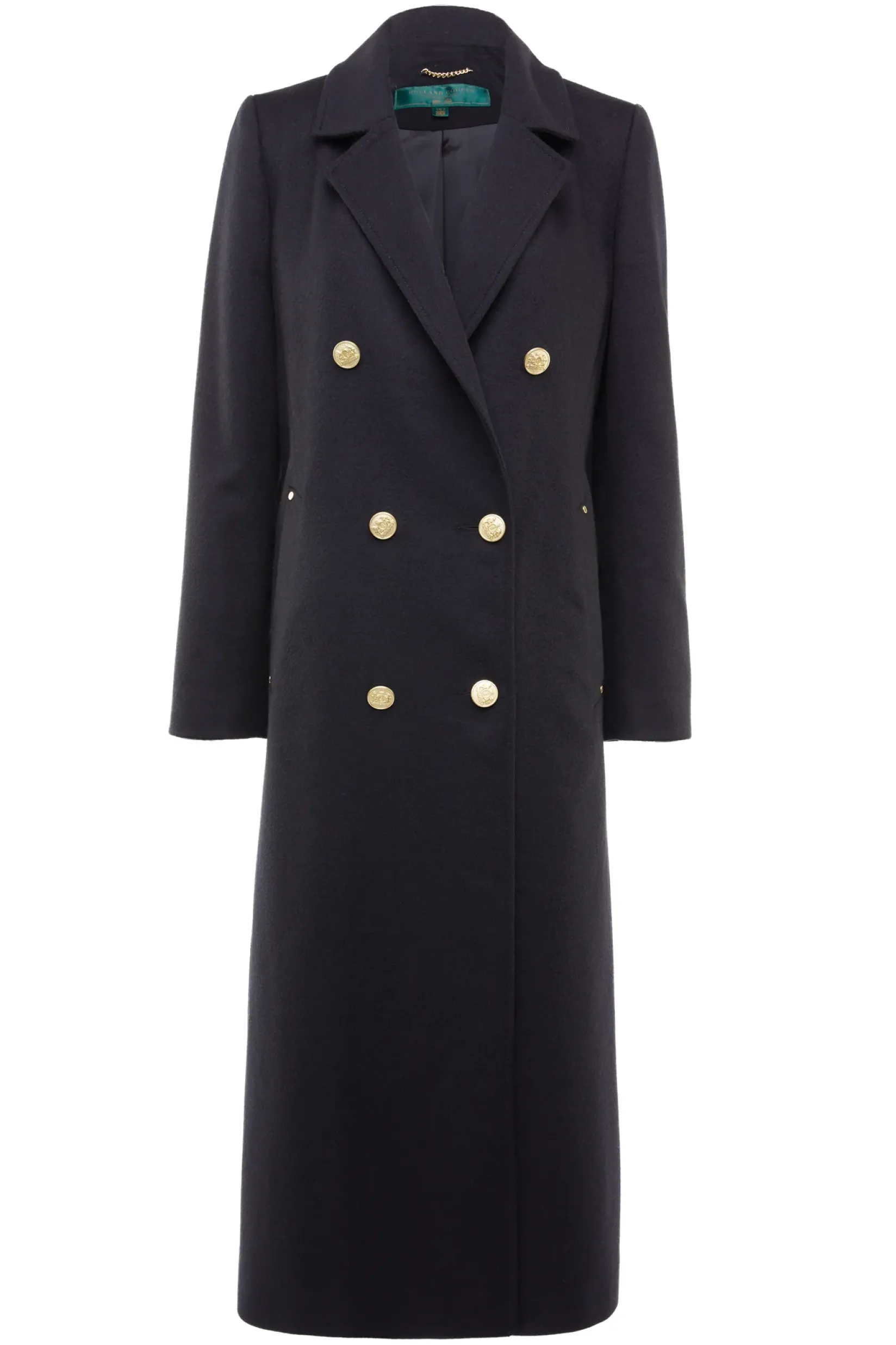 Holland Cooper Coats-Double Breasted Coat Soft Black